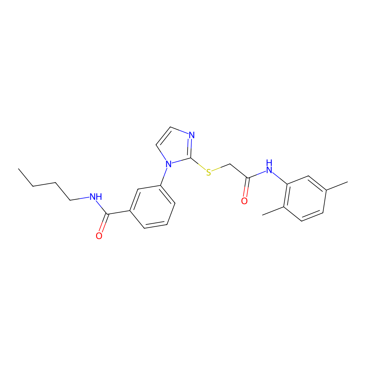N-butyl-3-[2-({[(2,5-dimethylphenyl)carbamoyl]methyl}sulfanyl)-1H-imidazol-1-yl]benzamide molecular structure, CAS 1115371-64-6
