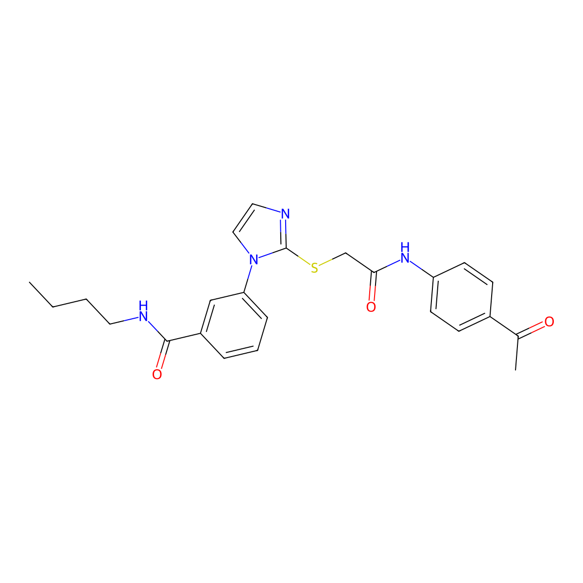 3-(2-((2-((4-acetylphenyl)amino)-2-oxoethyl)thio)-1H-imidazol-1-yl)-N-butylbenzamide molecular structure, CAS 1115371-69-1