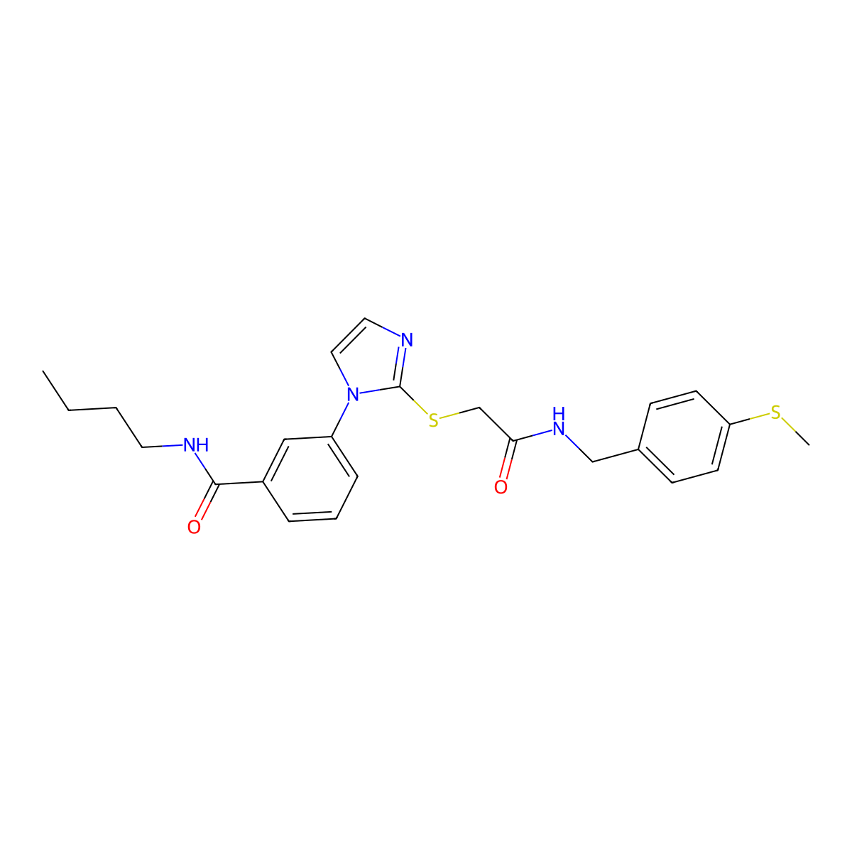 N-butyl-3-(2-{[({[4-(methylsulfanyl)phenyl]methyl}carbamoyl)methyl]sulfanyl}-1H-imidazol-1-yl)benzamide molecular structure, CAS 1115371-74-8
