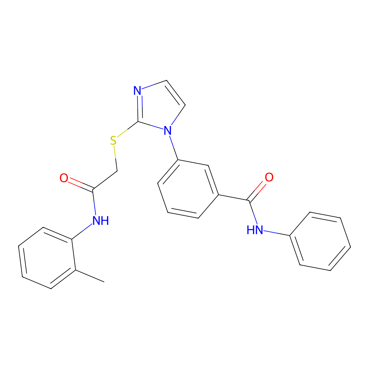 3-[2-({[(2-methylphenyl)carbamoyl]methyl}sulfanyl)-1H-imidazol-1-yl]-N-phenylbenzamide molecular structure, CAS 1115371-76-0