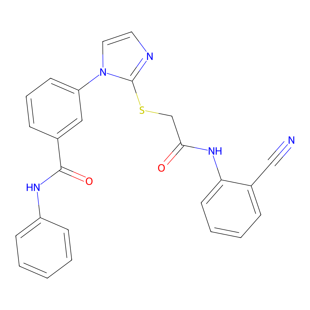 3-[2-({[(2-cyanophenyl)carbamoyl]methyl}sulfanyl)-1H-imidazol-1-yl]-N-phenylbenzamide molecular structure, CAS 1115371-79-3