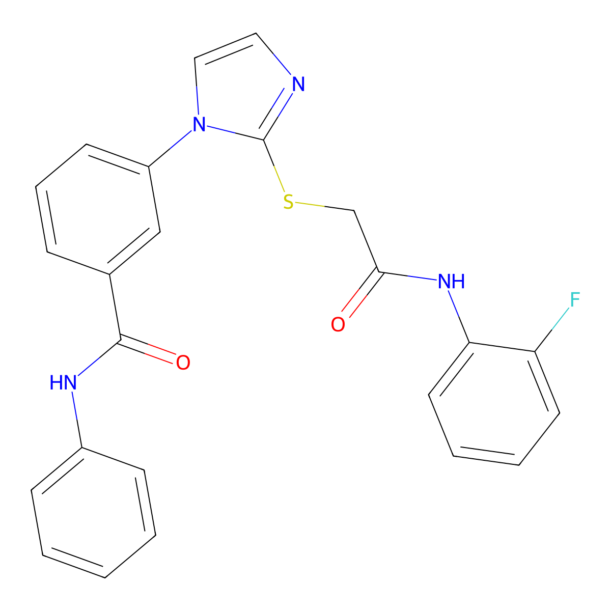 3-[2-({[(2-fluorophenyl)carbamoyl]methyl}sulfanyl)-1H-imidazol-1-yl]-N-phenylbenzamide molecular structure, CAS 1115371-80-6