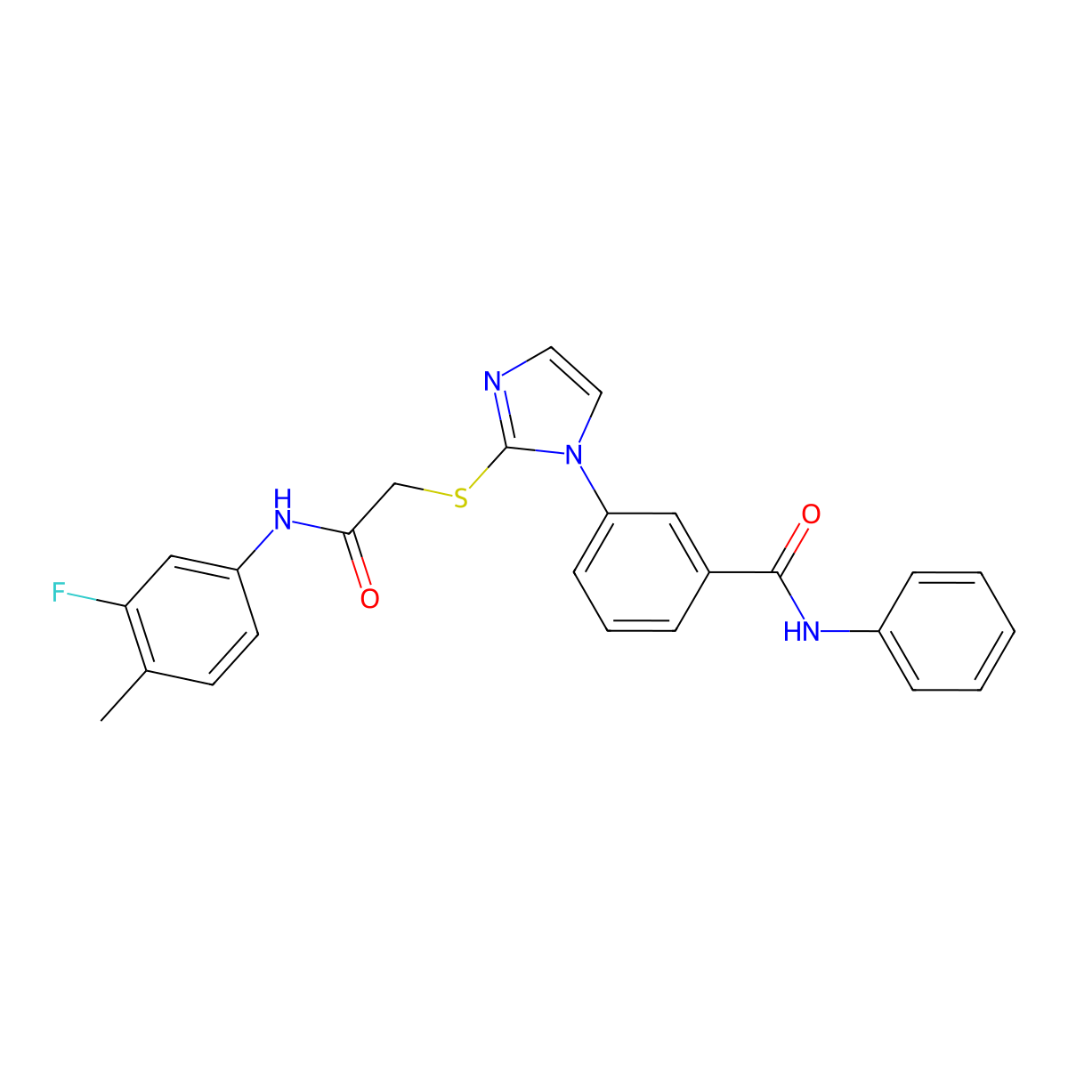 3-[2-({[(3-fluoro-4-methylphenyl)carbamoyl]methyl}sulfanyl)-1H-imidazol-1-yl]-N-phenylbenzamide molecular structure, CAS 1115371-81-7
