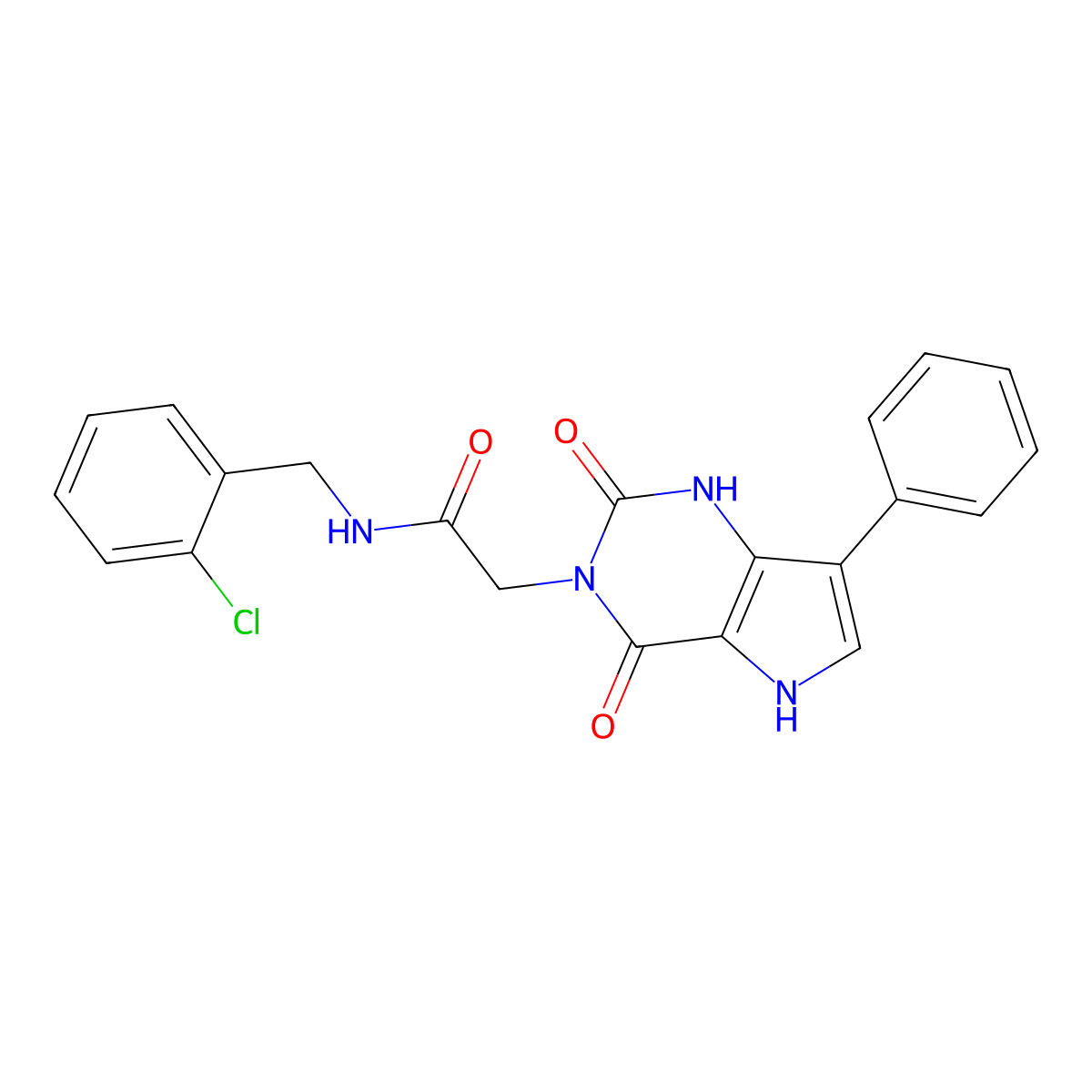 N-(2-chlorobenzyl)-2-(2,4-dioxo-7-phenyl-1H-pyrrolo[3,2-d]pyrimidin-3(2H,4H,5H)-yl)acetamide molecular structure, CAS 1115371-86-2