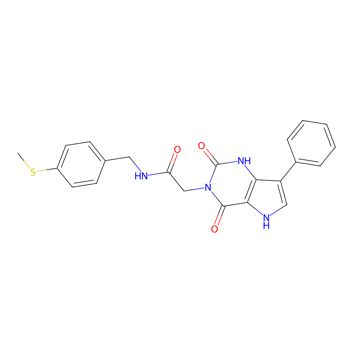 2-(2,4-dioxo-7-phenyl-1,2,4,5-tetrahydro-3H-pyrrolo[3,2-d]pyrimidin-3-yl)-N-[4-(methylthio)benzyl]acetamide molecular structure, CAS 1115371-98-6