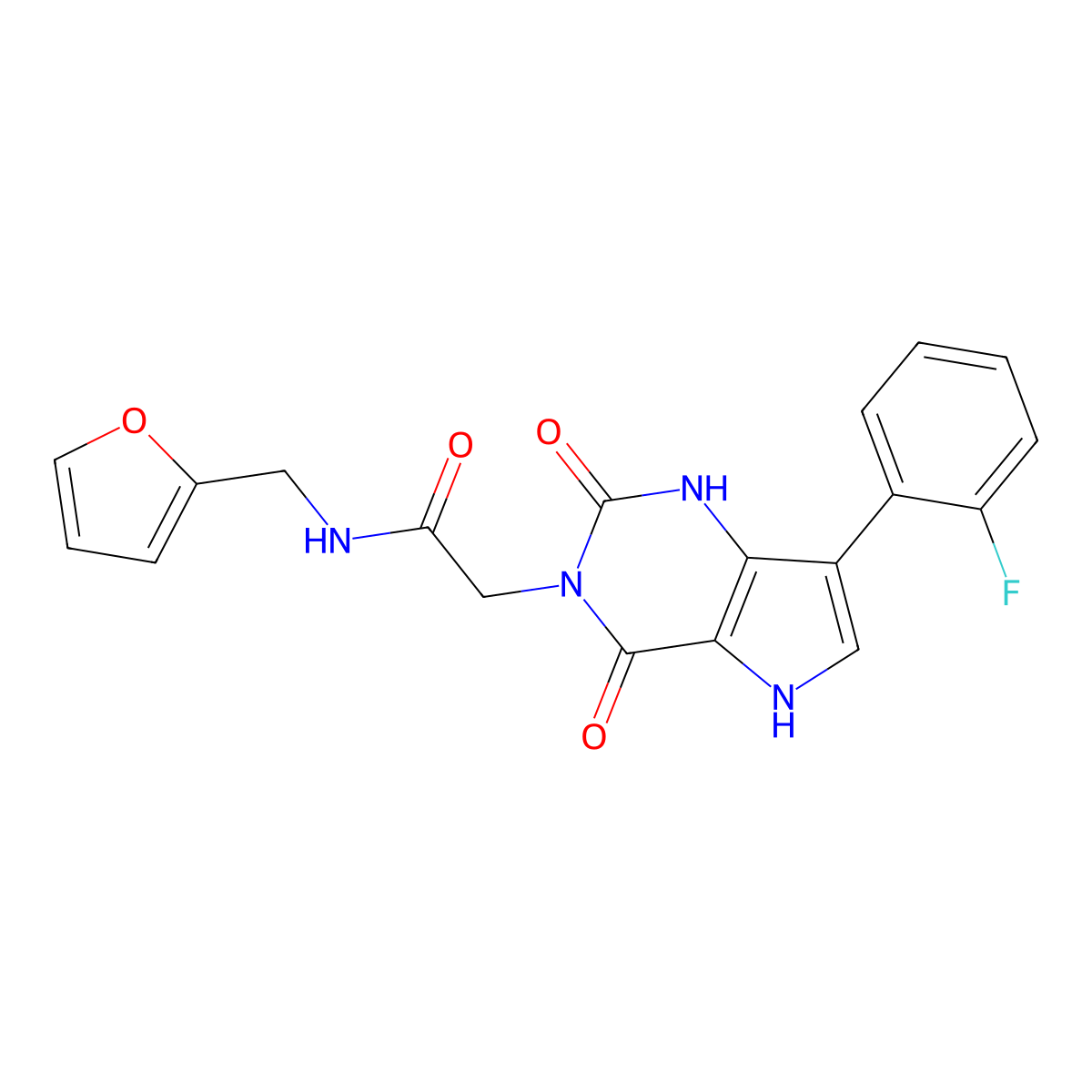 2-(7-(2-fluorophenyl)-2,4-dioxo-1H-pyrrolo[3,2-d]pyrimidin-3(2H,4H,5H)-yl)-N-(furan-2-ylmethyl)acetamide molecular structure, CAS 1115372-07-0