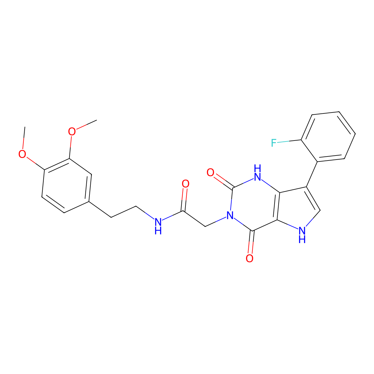 N-(3,4-dimethoxyphenethyl)-2-(7-(2-fluorophenyl)-2,4-dioxo-1H-pyrrolo[3,2-d]pyrimidin-3(2H,4H,5H)-yl)acetamide molecular structure, CAS 1115372-13-8