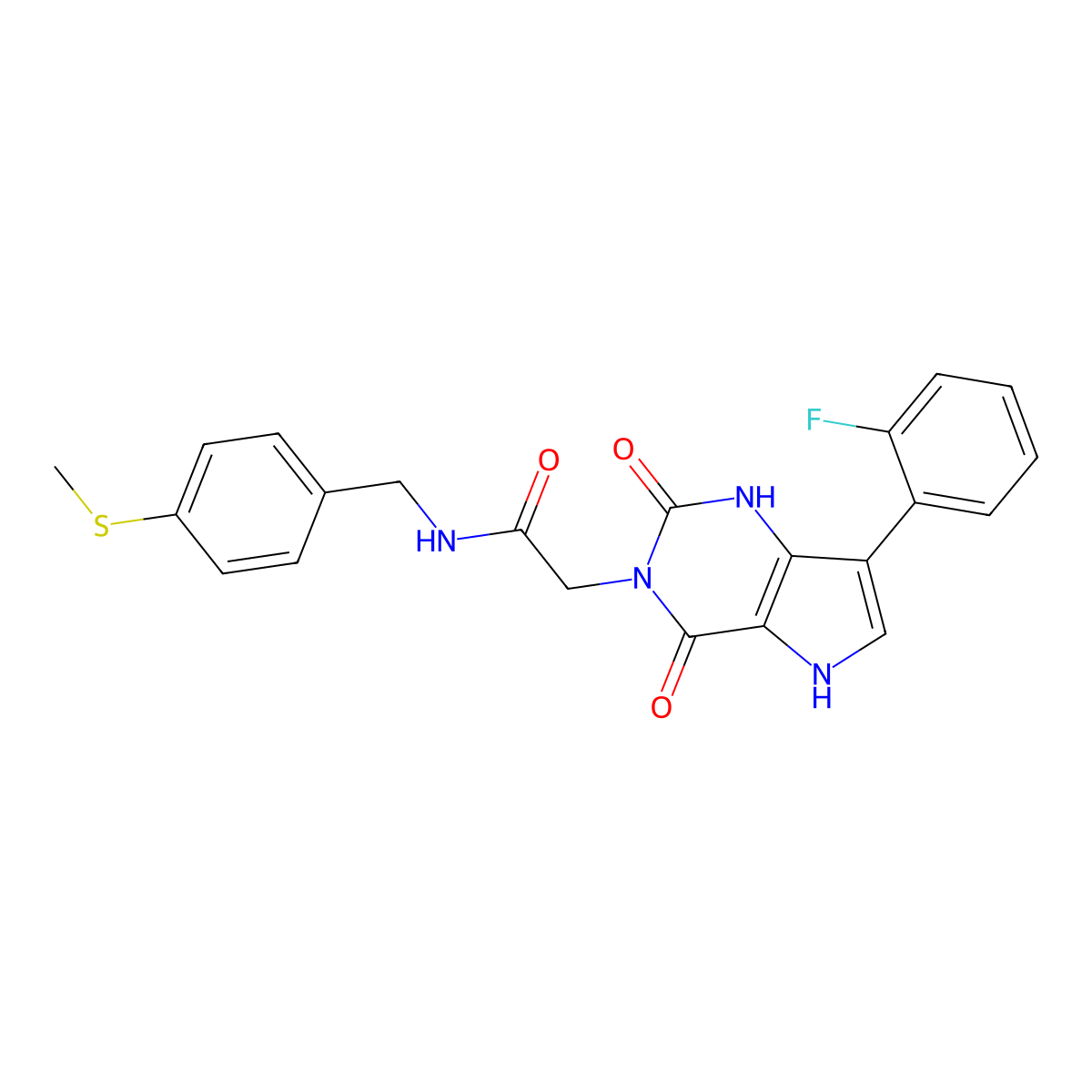 2-(7-(2-fluorophenyl)-2,4-dioxo-1H-pyrrolo[3,2-d]pyrimidin-3(2H,4H,5H)-yl)-N-(4-(methylthio)benzyl)acetamide molecular structure, CAS 1115372-18-3