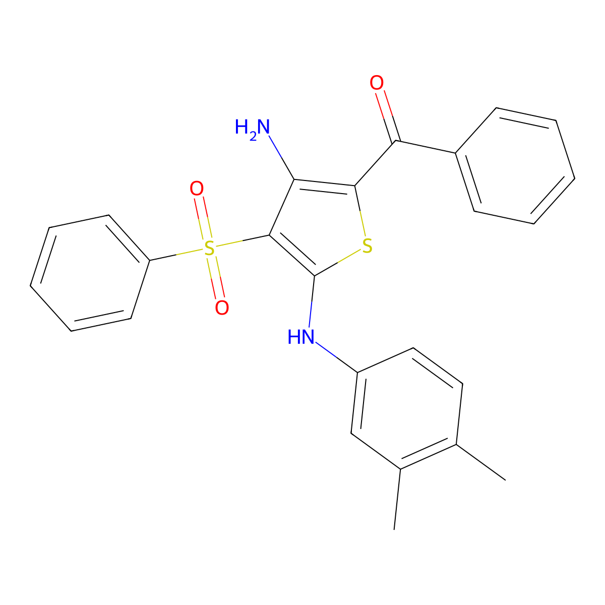 5-benzoyl-3-(benzenesulfonyl)-N2-(3,4-dimethylphenyl)thiophene-2,4-diamine molecular structure, CAS 1115373-12-0