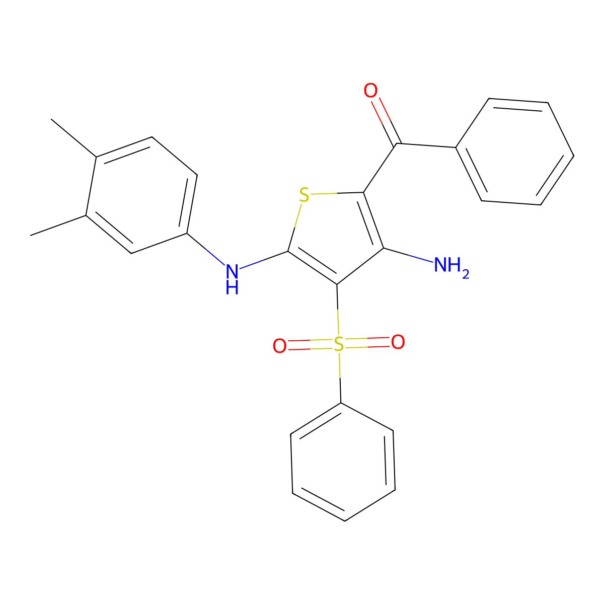 5-benzoyl-3-(benzenesulfonyl)-N2-(3,4-dimethylphenyl)thiophene-2,4-diamine molecular structure, CAS 1115373-12-0