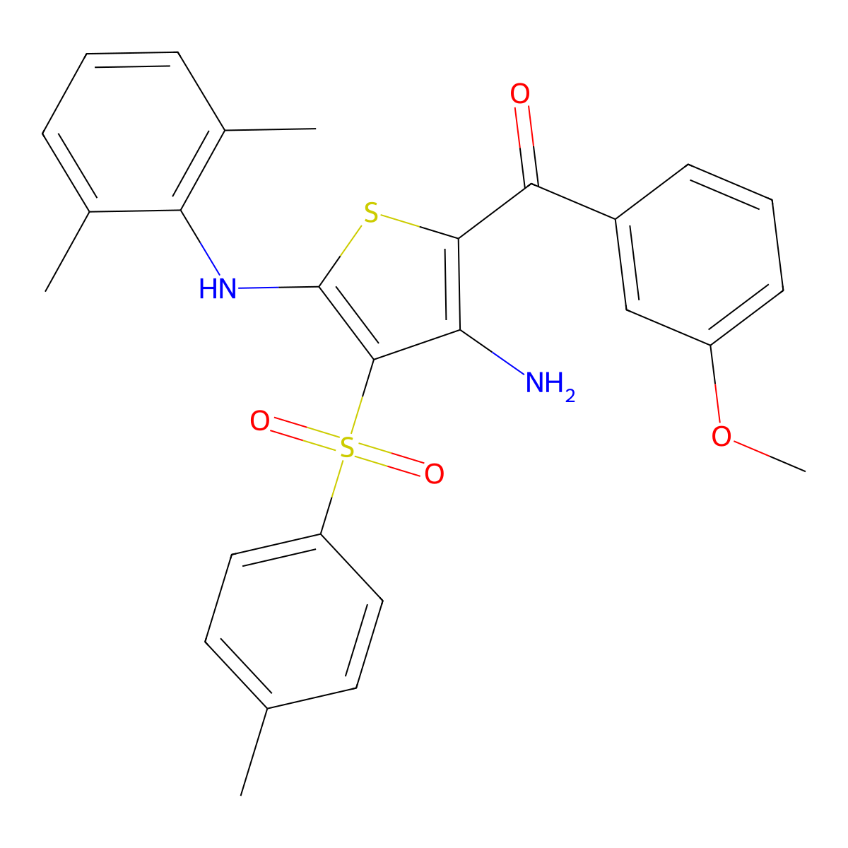 (3-Amino-5-((2,6-dimethylphenyl)amino)-4-tosylthiophen-2-yl)(3-methoxyphenyl)methanone molecular structure, CAS 1115373-30-2