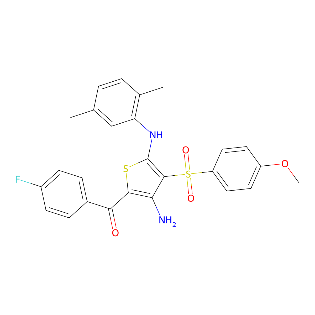 N2-(2,5-dimethylphenyl)-5-(4-fluorobenzoyl)-3-(4-methoxybenzenesulfonyl)thiophene-2,4-diamine molecular structure, CAS 1115373-51-7