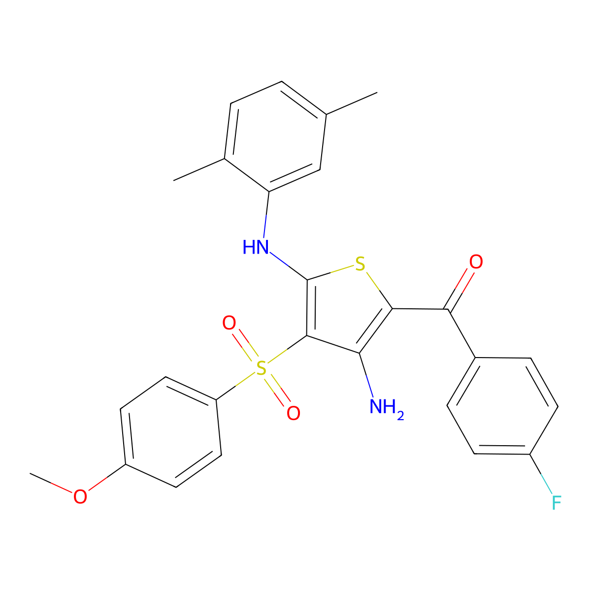 N2-(2,5-dimethylphenyl)-5-(4-fluorobenzoyl)-3-(4-methoxybenzenesulfonyl)thiophene-2,4-diamine molecular structure, CAS 1115373-51-7