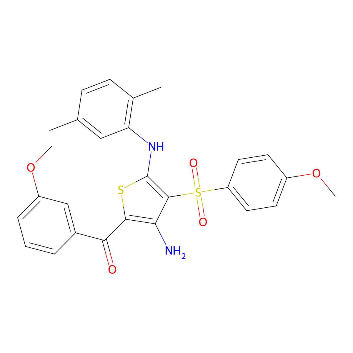 N2-(2,5-dimethylphenyl)-5-(3-methoxybenzoyl)-3-(4-methoxybenzenesulfonyl)thiophene-2,4-diamine molecular structure, CAS 1115373-53-9