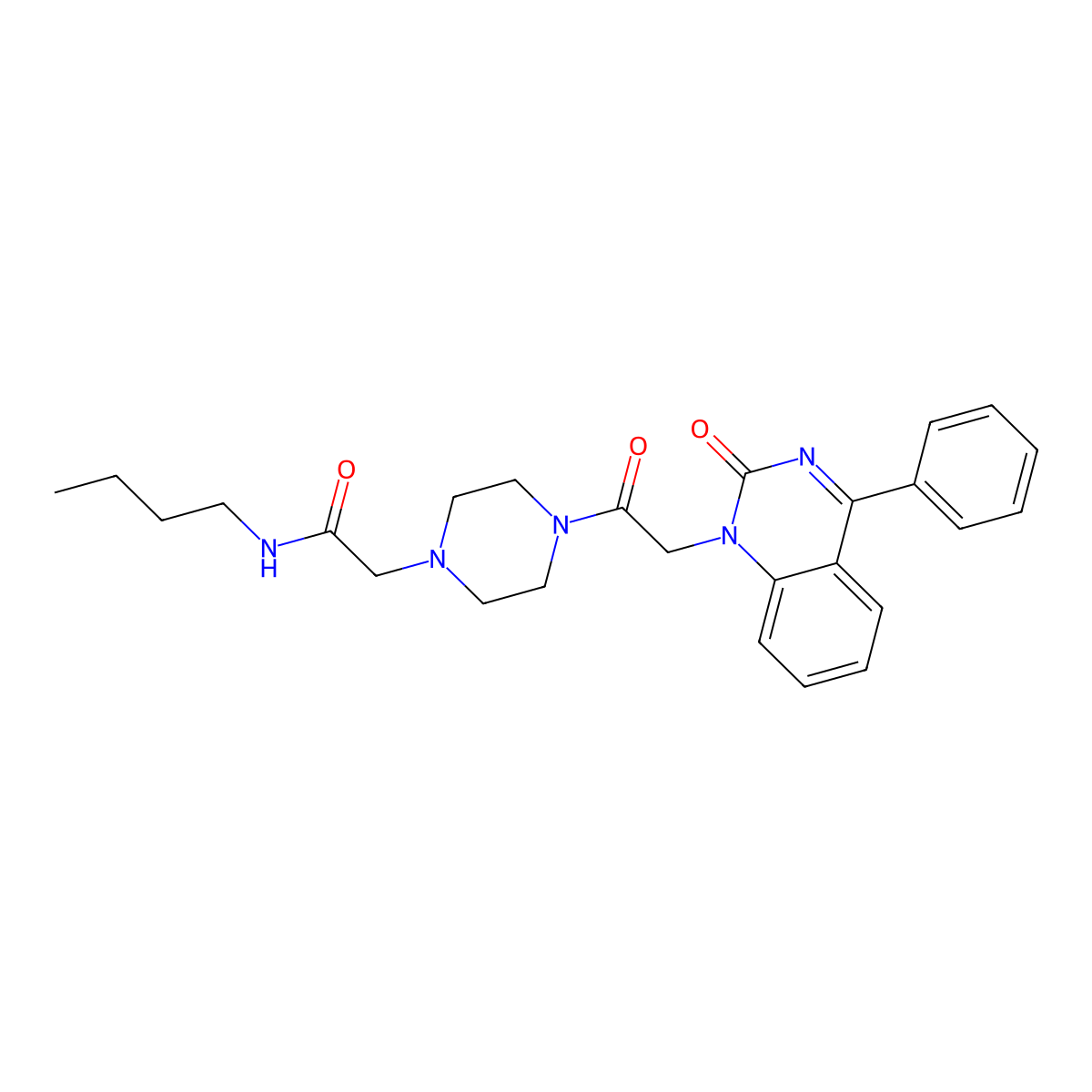 N-butyl-2-{4-[(2-oxo-4-phenylquinazolin-1(2H)-yl)acetyl]piperazin-1-yl}acetamide molecular structure, CAS 1115392-47-6
