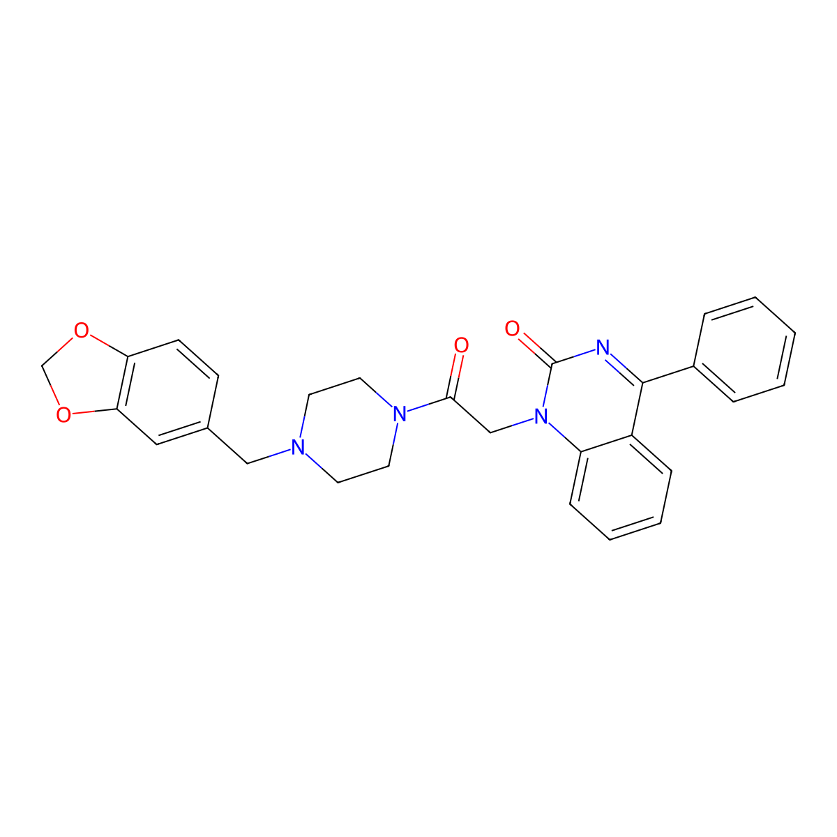 1-{2-[4-(1,3-benzodioxol-5-ylmethyl)piperazin-1-yl]-2-oxoethyl}-4-phenylquinazolin-2(1H)-one molecular structure, CAS 1115392-48-7