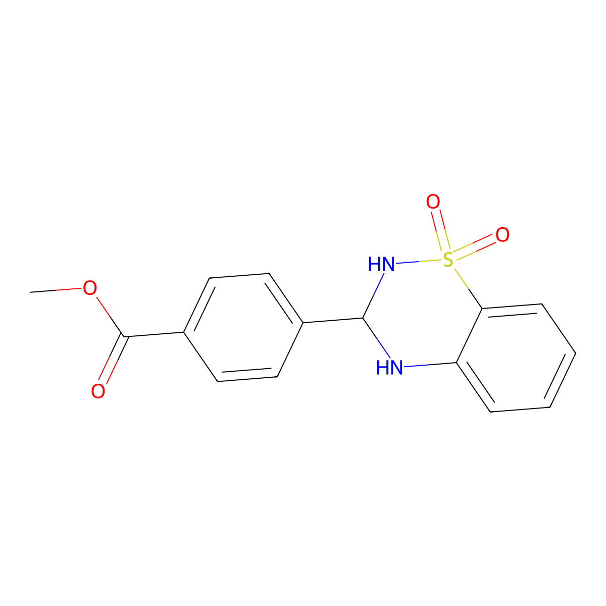 methyl 4-(1,1-dioxo-3,4-dihydro-2H-1lambda6,2,4-benzothiadiazin-3-yl)benzoate molecular structure, CAS 1115393-56-0