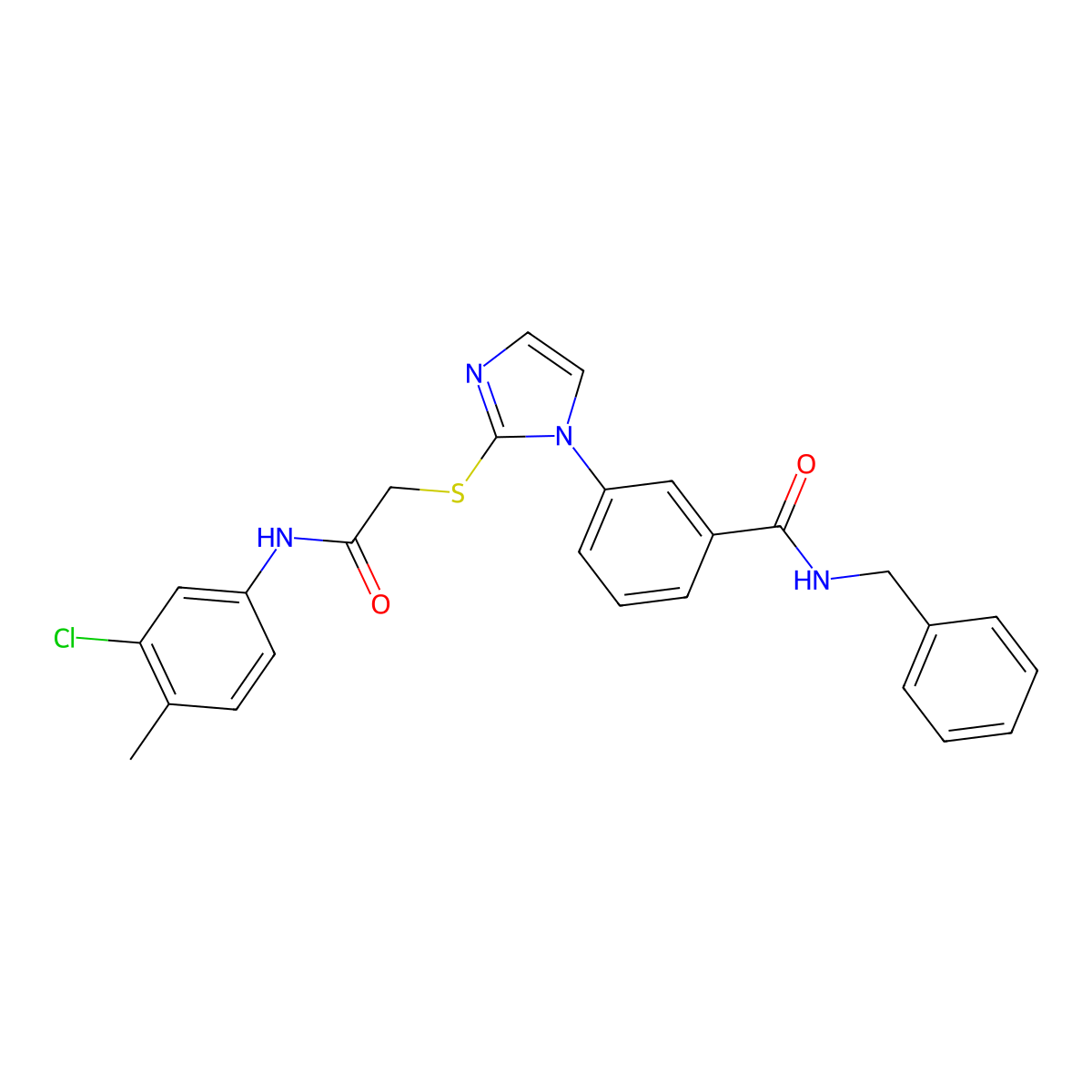 N-benzyl-3-[2-({[(3-chloro-4-methylphenyl)carbamoyl]methyl}sulfanyl)-1H-imidazol-1-yl]benzamide molecular structure, CAS 1115403-39-8