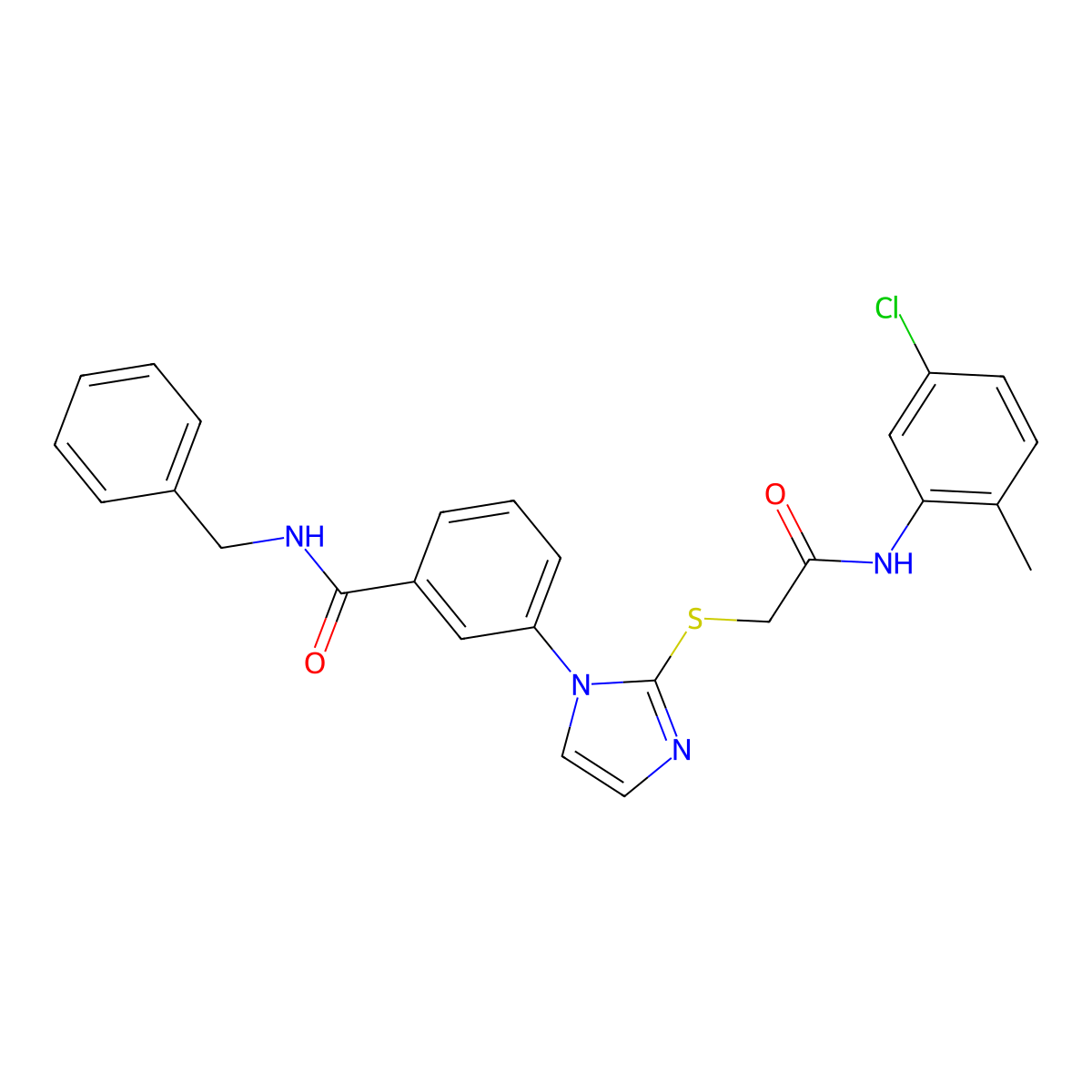N-benzyl-3-[2-({[(5-chloro-2-methylphenyl)carbamoyl]methyl}sulfanyl)-1H-imidazol-1-yl]benzamide molecular structure, CAS 1115403-40-1