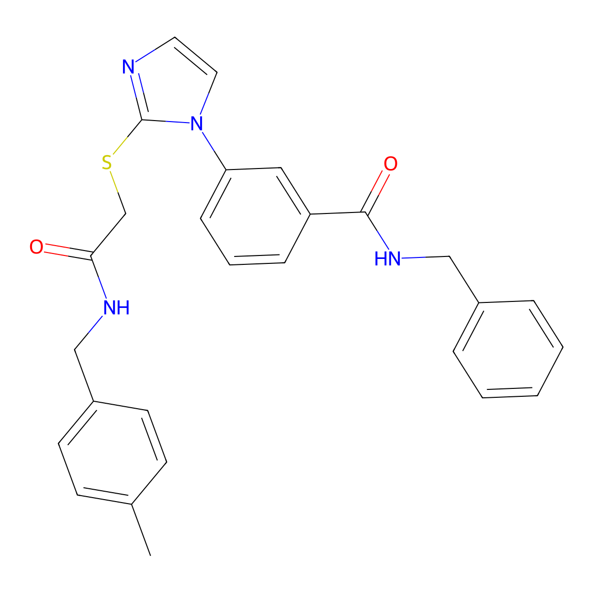 N-benzyl-3-{2-[({[(4-methylphenyl)methyl]carbamoyl}methyl)sulfanyl]-1H-imidazol-1-yl}benzamide molecular structure, CAS 1115403-44-5