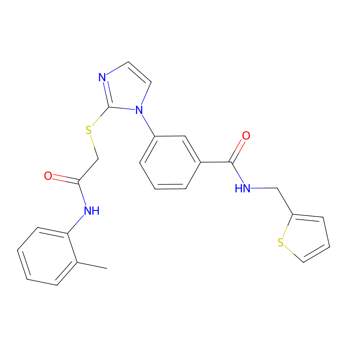3-[2-({[(2-methylphenyl)carbamoyl]methyl}sulfanyl)-1H-imidazol-1-yl]-N-[(thiophen-2-yl)methyl]benzamide molecular structure, CAS 1115403-46-7