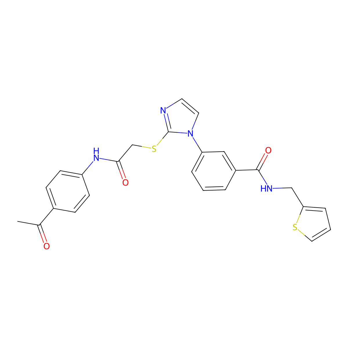 3-[2-({[(4-acetylphenyl)carbamoyl]methyl}sulfanyl)-1H-imidazol-1-yl]-N-[(thiophen-2-yl)methyl]benzamide molecular structure, CAS 1115403-49-0