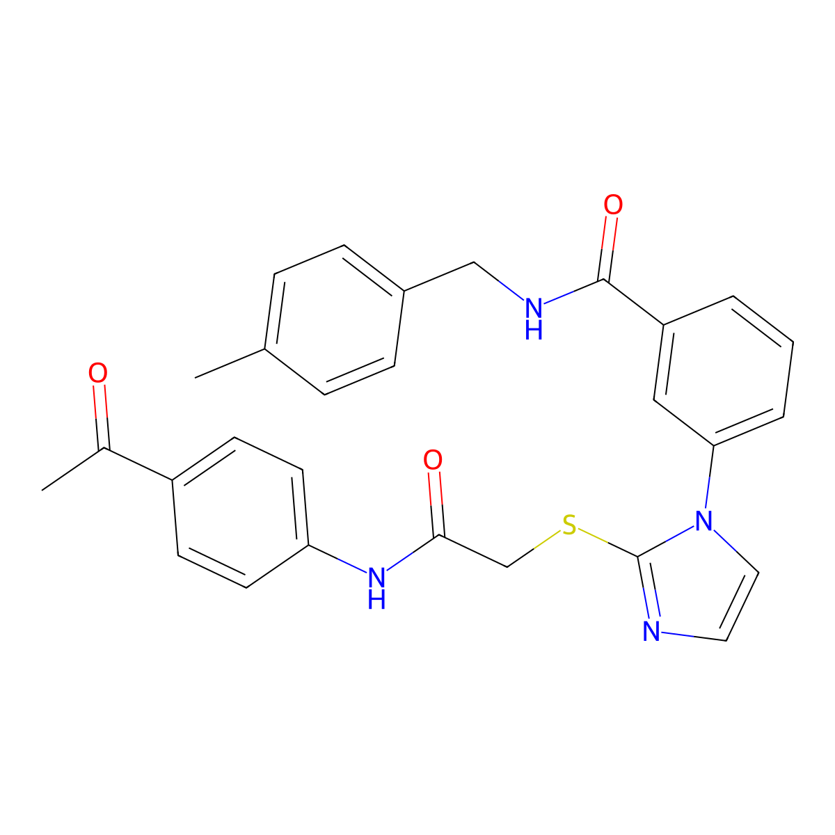 3-[2-({[(4-acetylphenyl)carbamoyl]methyl}sulfanyl)-1H-imidazol-1-yl]-N-[(4-methylphenyl)methyl]benzamide molecular structure, CAS 1115403-55-8