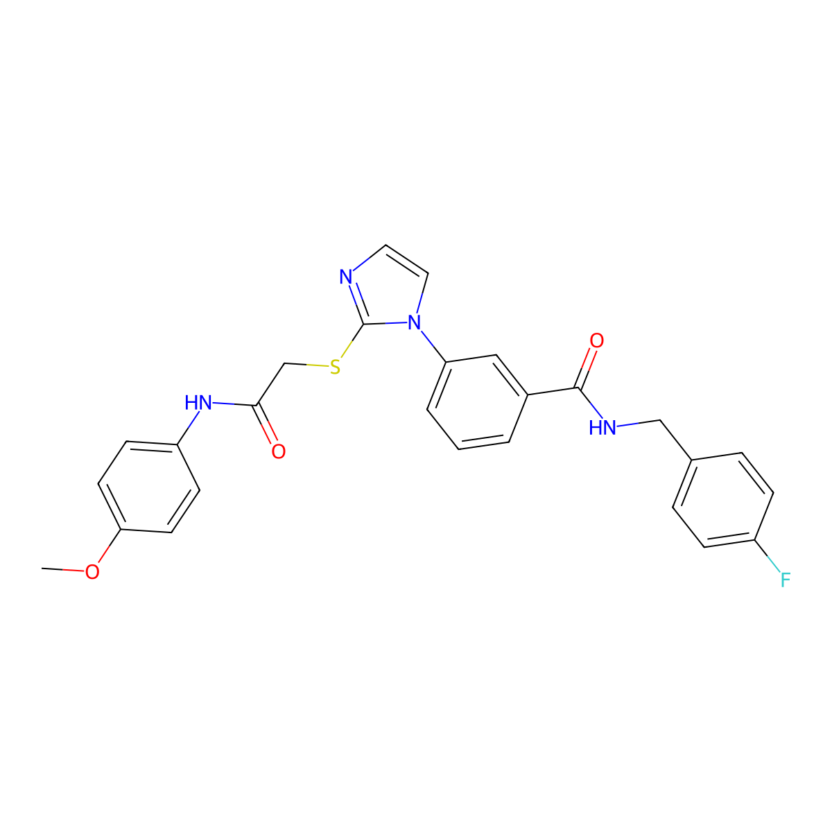 N-(4-fluorobenzyl)-3-(2-((2-((4-methoxyphenyl)amino)-2-oxoethyl)thio)-1H-imidazol-1-yl)benzamide molecular structure, CAS 1115403-57-0