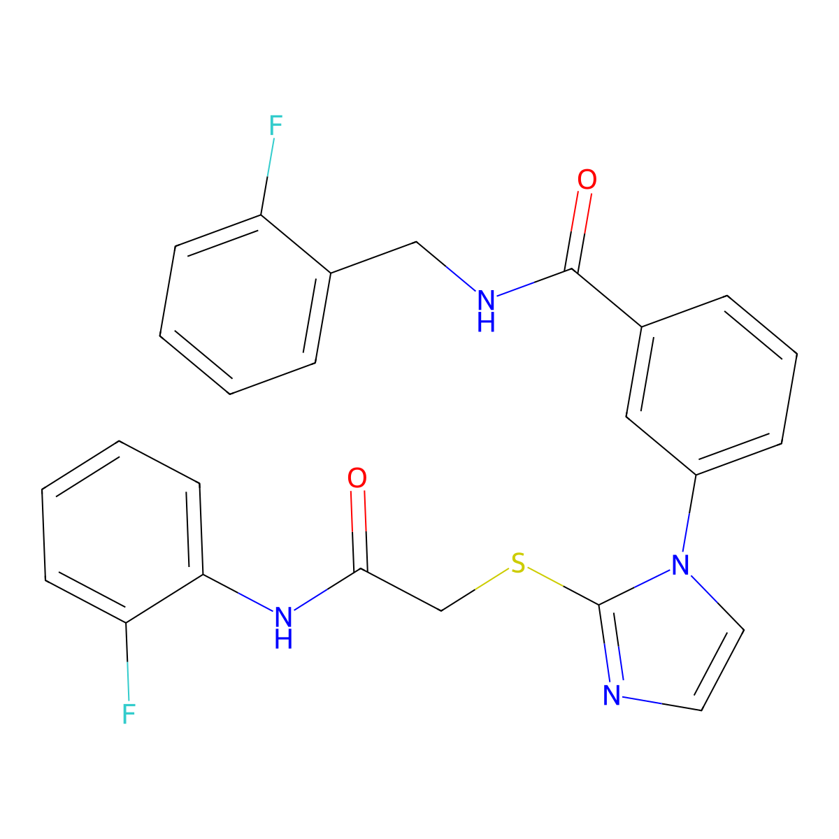 3-[2-({[(2-fluorophenyl)carbamoyl]methyl}sulfanyl)-1H-imidazol-1-yl]-N-[(2-fluorophenyl)methyl]benzamide molecular structure, CAS 1115403-61-6