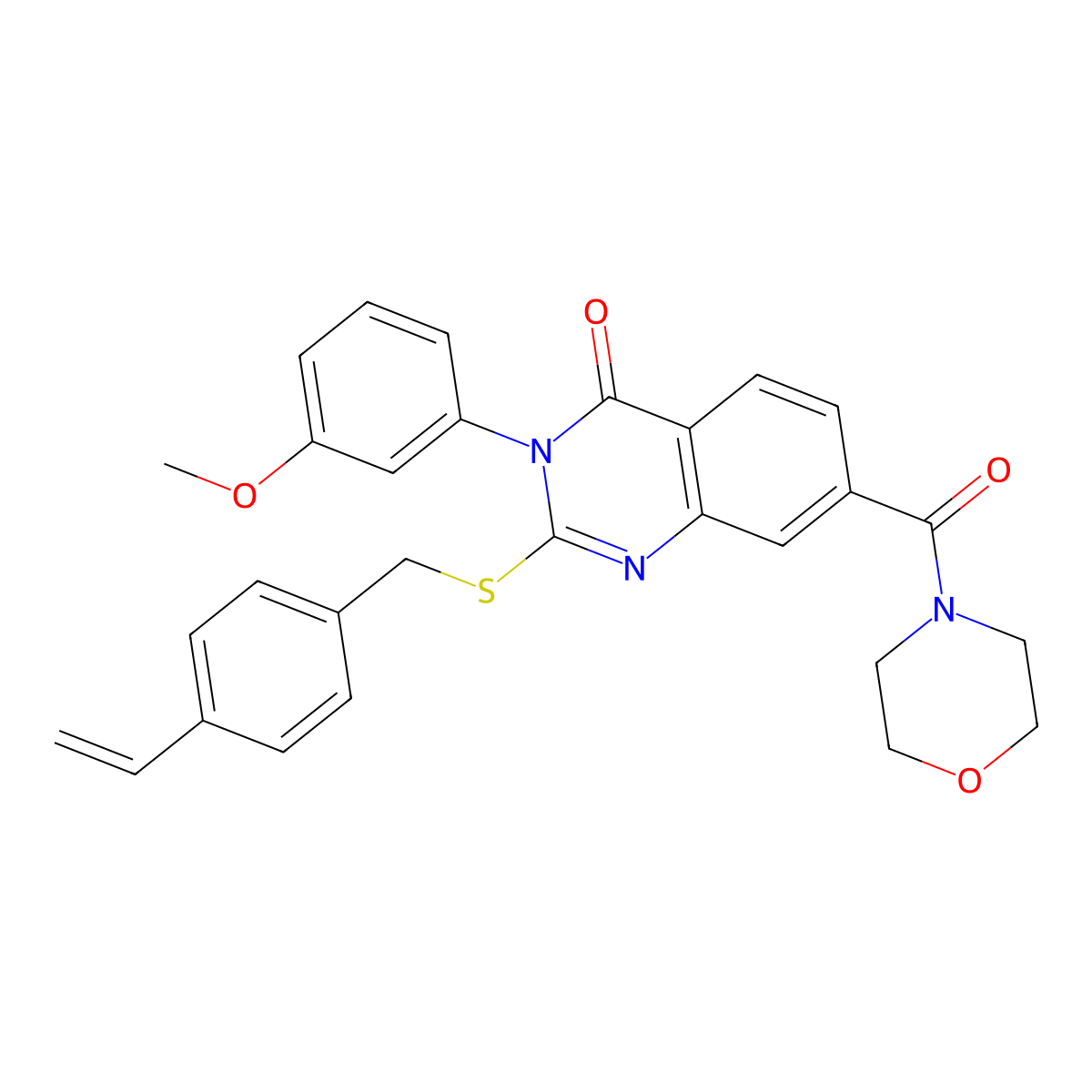 3-(3-methoxyphenyl)-7-(morpholin-4-ylcarbonyl)-2-[(4-vinylbenzyl)thio]quinazolin-4(3H)-one molecular structure, CAS 1115405-78-1