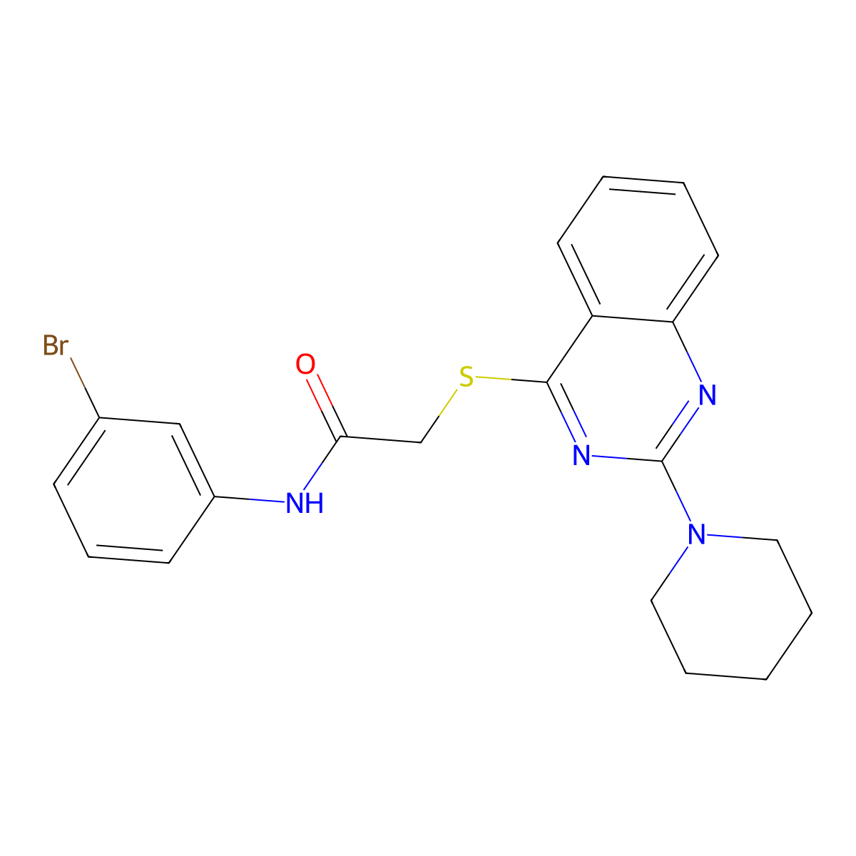 N-(3-bromophenyl)-2-[(2-piperidin-1-ylquinazolin-4-yl)thio]acetamide molecular structure, CAS 1115407-60-7