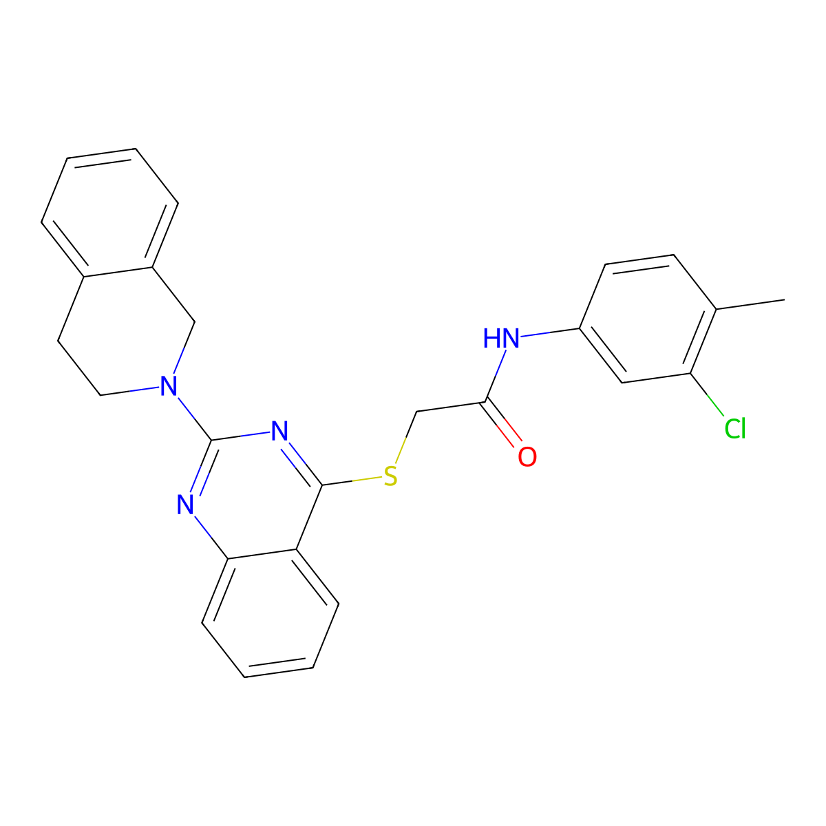N-(3-chloro-4-methylphenyl)-2-((2-(3,4-dihydroisoquinolin-2(1H)-yl)quinazolin-4-yl)thio)acetamide molecular structure, CAS 1115407-73-2