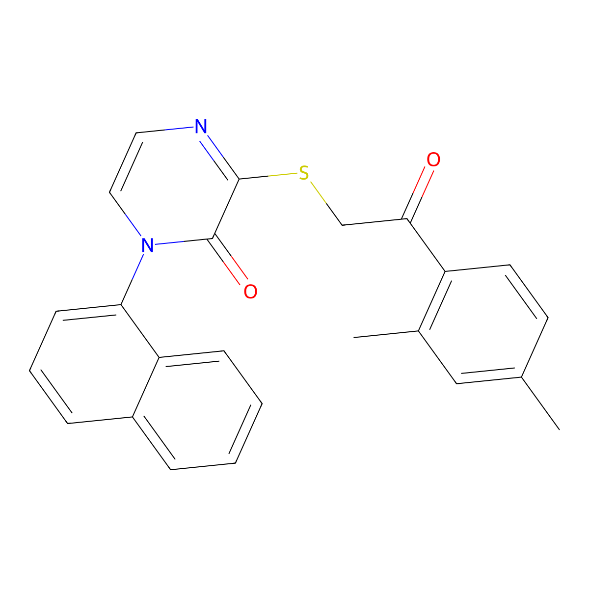 3-{[2-(2,4-dimethylphenyl)-2-oxoethyl]thio}-1-(1-naphthyl)pyrazin-2(1H)-one molecular structure, CAS 1115409-31-8