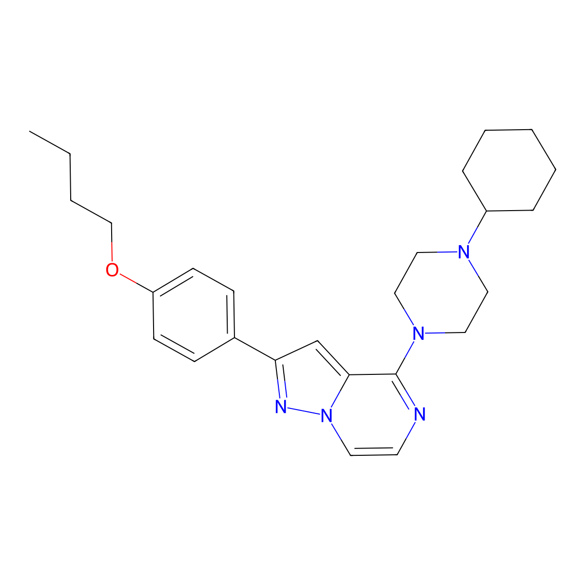 1-[2-(4-Butoxyphenyl)pyrazolo[1,5-a]pyrazin-4-yl]-4-cyclohexylpiperazine molecular structure, CAS 1115420-26-2