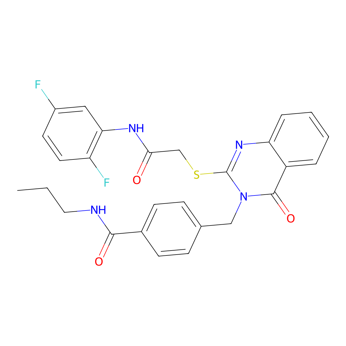 4-((2-((2-((2,5-difluorophenyl)amino)-2-oxoethyl)thio)-4-oxoquinazolin-3(4H)-yl)methyl)-N-propylbenzamide molecular structure, CAS 1115433-19-6