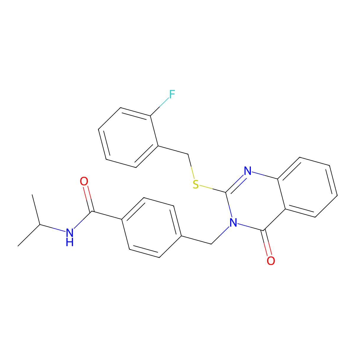 4-((2-((2-fluorobenzyl)thio)-4-oxoquinazolin-3(4H)-yl)methyl)-N-isopropylbenzamide molecular structure, CAS 1115433-26-5