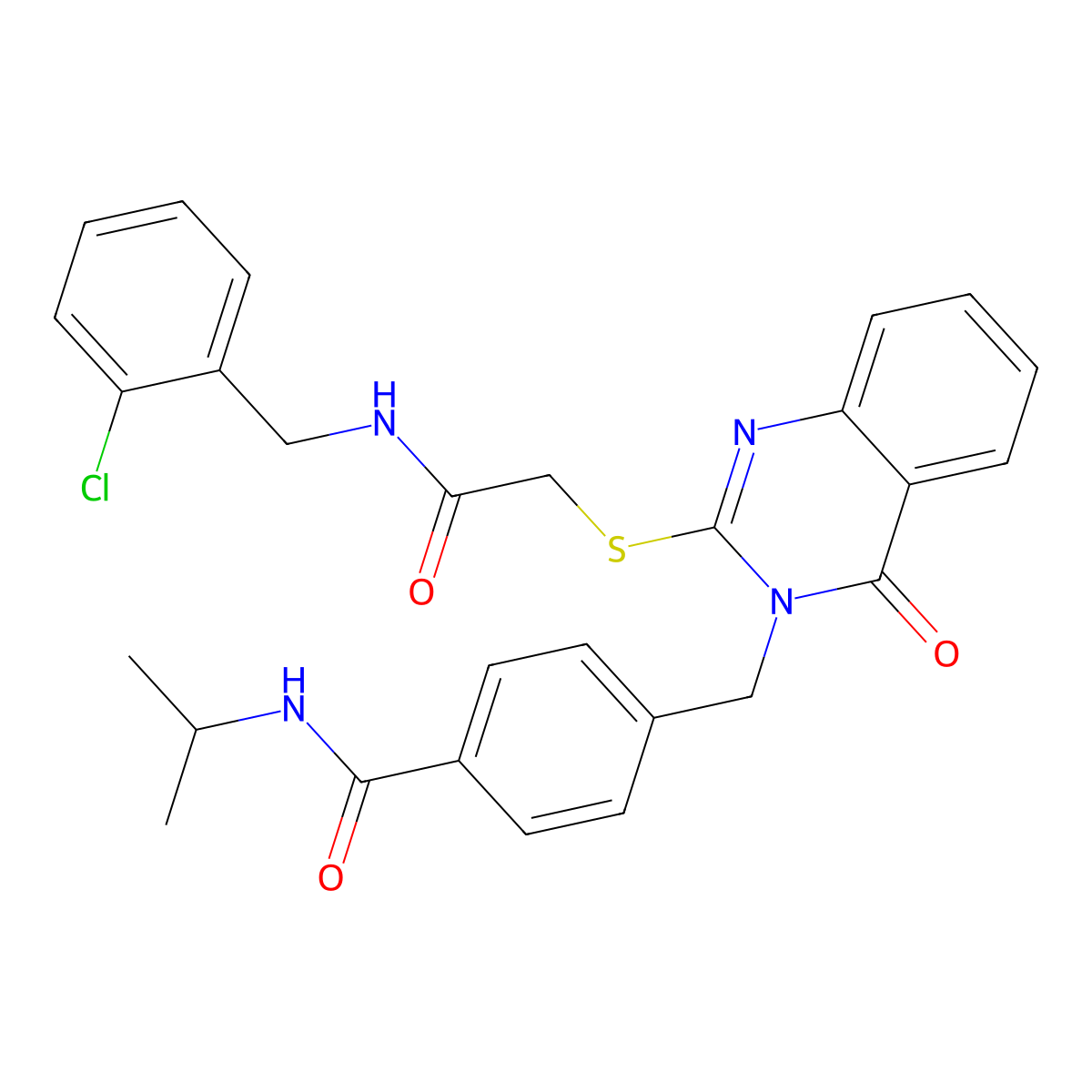 4-((2-((2-((2-chlorobenzyl)amino)-2-oxoethyl)thio)-4-oxoquinazolin-3(4H)-yl)methyl)-N-isopropylbenzamide molecular structure, CAS 1115433-27-6