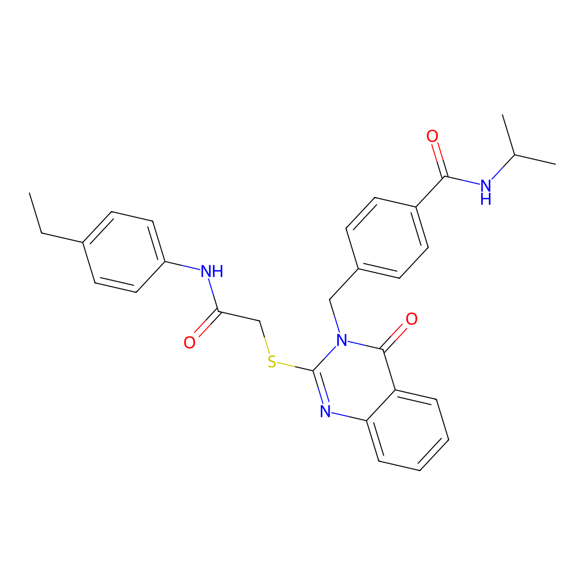 4-((2-((2-((4-ethylphenyl)amino)-2-oxoethyl)thio)-4-oxoquinazolin-3(4H)-yl)methyl)-N-isopropylbenzamide molecular structure, CAS 1115433-29-8