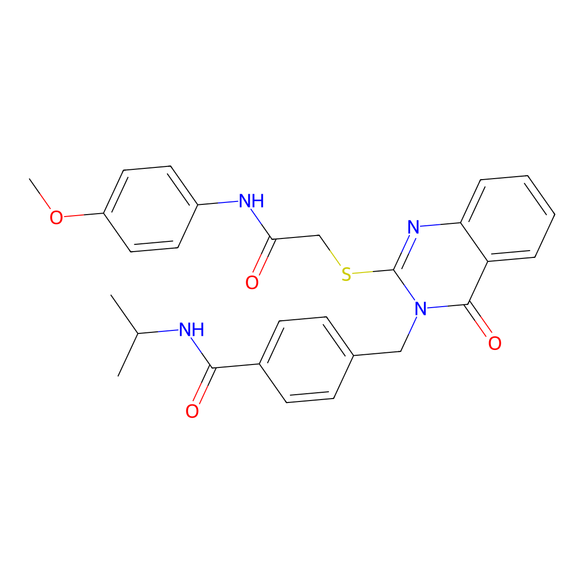 N-isopropyl-4-((2-((2-((4-methoxyphenyl)amino)-2-oxoethyl)thio)-4-oxoquinazolin-3(4H)-yl)methyl)benzamide molecular structure, CAS 1115433-35-6