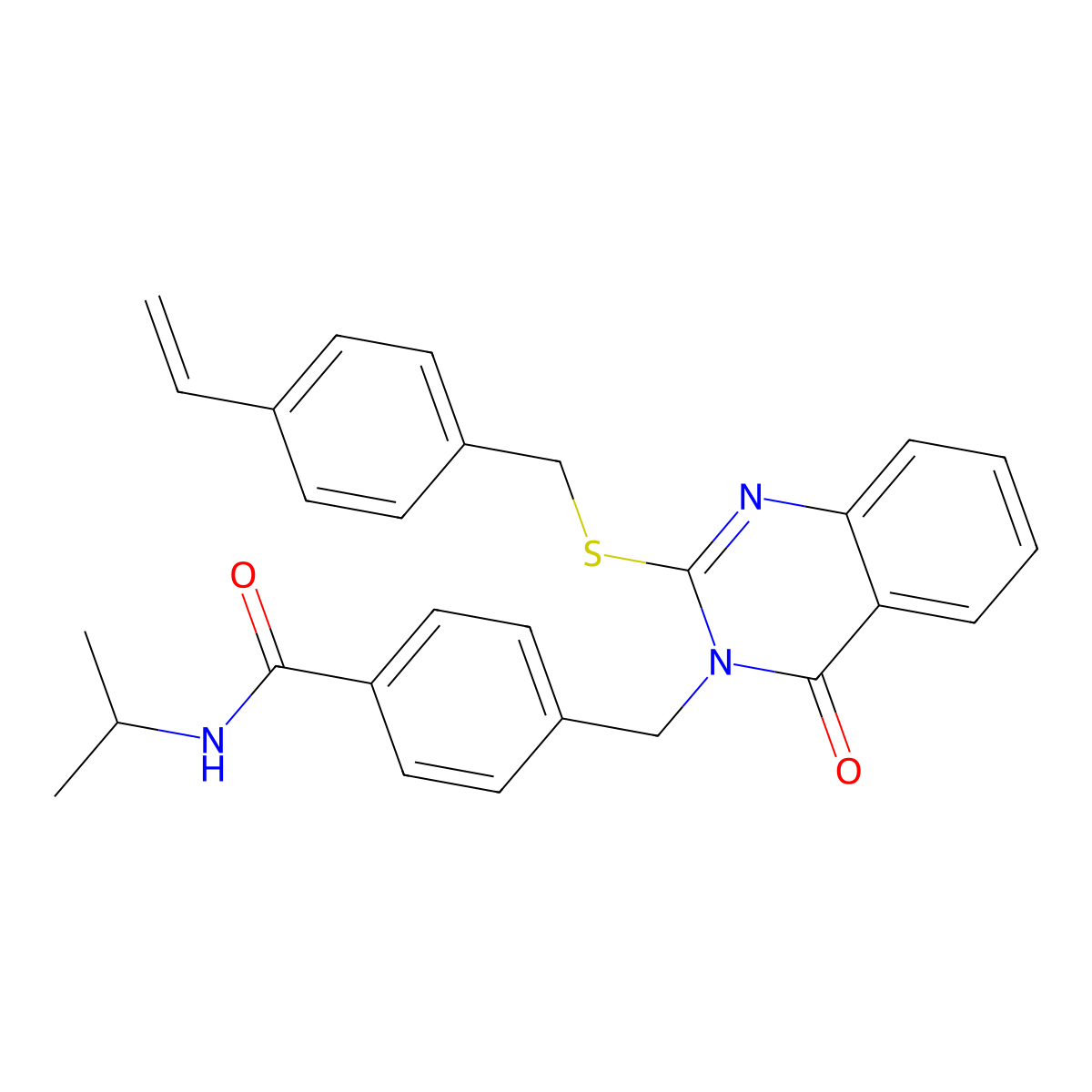 N-isopropyl-4-((4-oxo-2-((4-vinylbenzyl)thio)quinazolin-3(4H)-yl)methyl)benzamide molecular structure, CAS 1115433-42-5