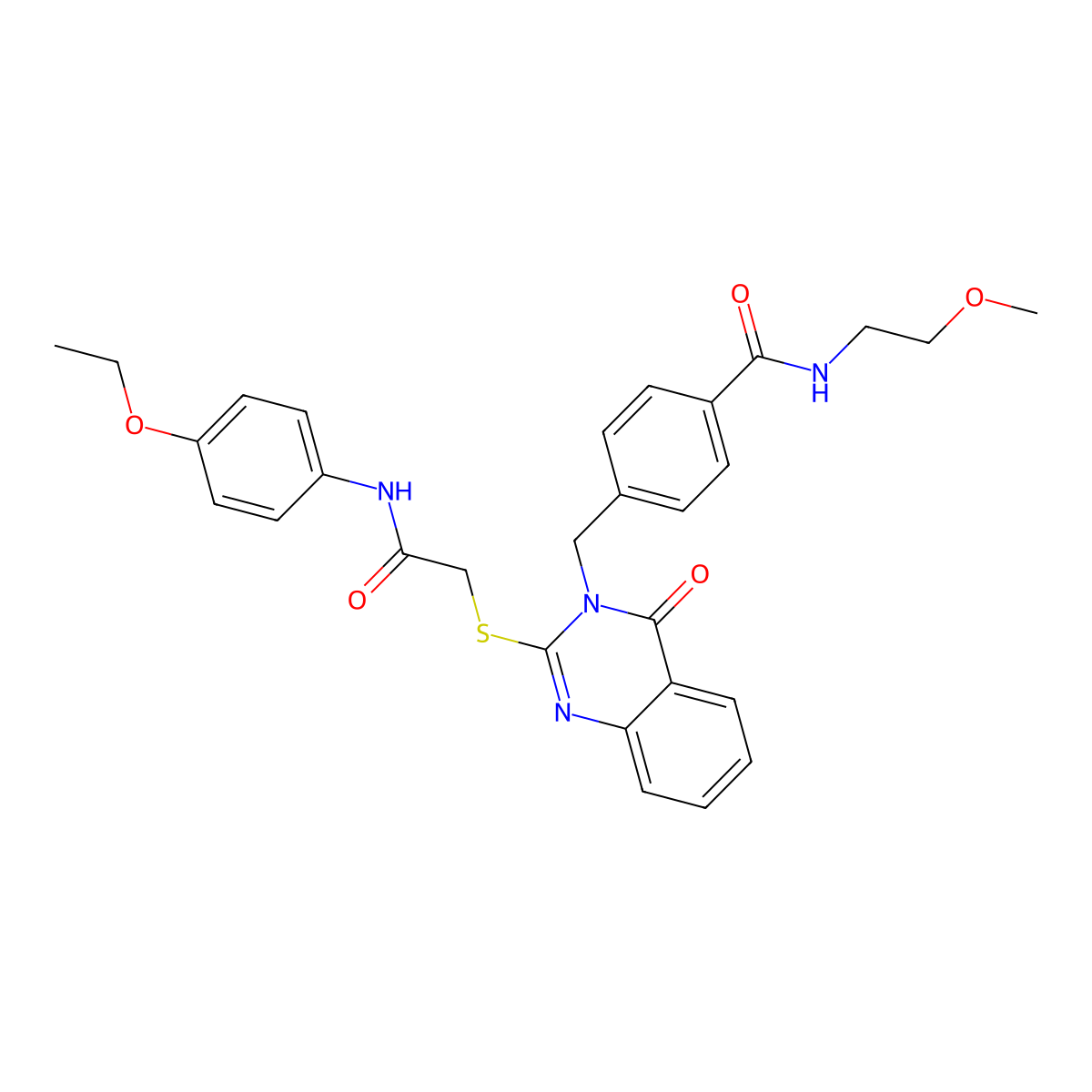 4-{[2-({[(4-ethoxyphenyl)carbamoyl]methyl}sulfanyl)-4-oxo-3,4-dihydroquinazolin-3-yl]methyl}-N-(2-methoxyethyl)benzamide molecular structure, CAS 1115434-21-3