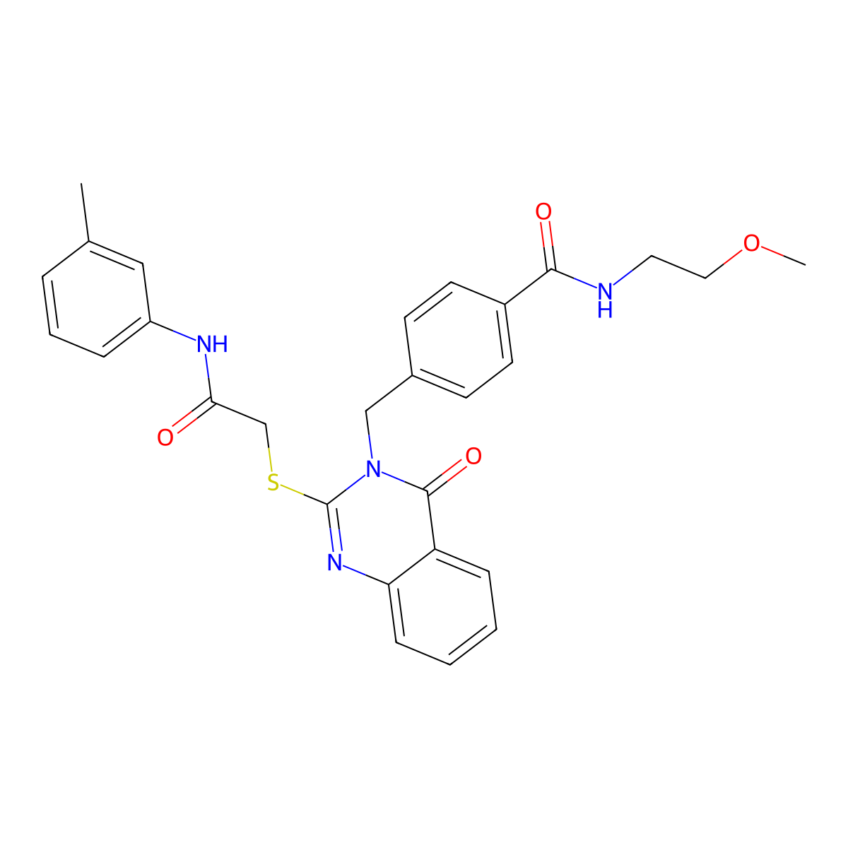 N-(2-methoxyethyl)-4-{[2-({[(3-methylphenyl)carbamoyl]methyl}sulfanyl)-4-oxo-3,4-dihydroquinazolin-3-yl]methyl}benzamide molecular structure, CAS 1115434-33-7