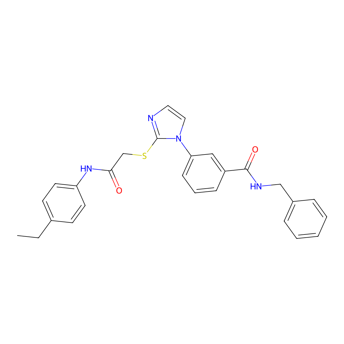 N-benzyl-3-[2-({[(4-ethylphenyl)carbamoyl]methyl}sulfanyl)-1H-imidazol-1-yl]benzamide molecular structure, CAS 1115439-68-3