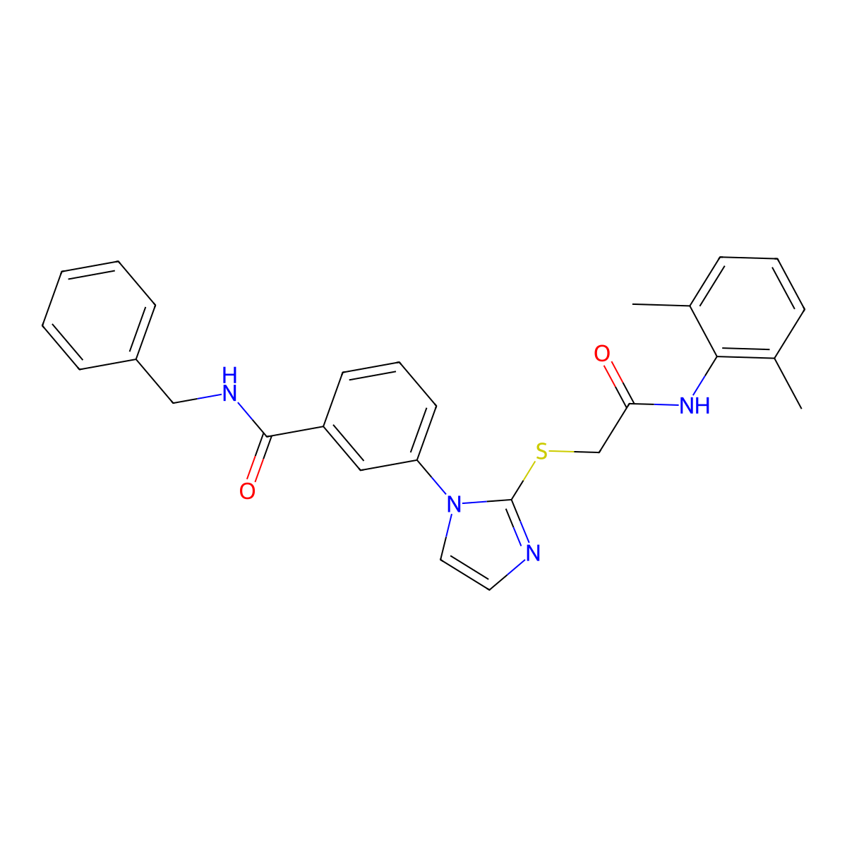 N-benzyl-3-[2-({[(2,6-dimethylphenyl)carbamoyl]methyl}sulfanyl)-1H-imidazol-1-yl]benzamide molecular structure, CAS 1115439-77-4