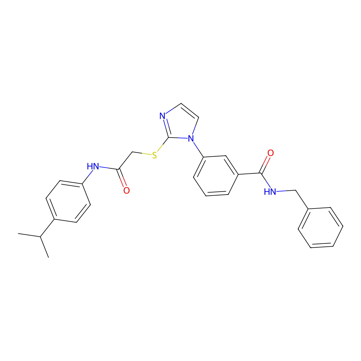 N-benzyl-3-{2-[({[4-(propan-2-yl)phenyl]carbamoyl}methyl)sulfanyl]-1H-imidazol-1-yl}benzamide molecular structure, CAS 1115439-85-4
