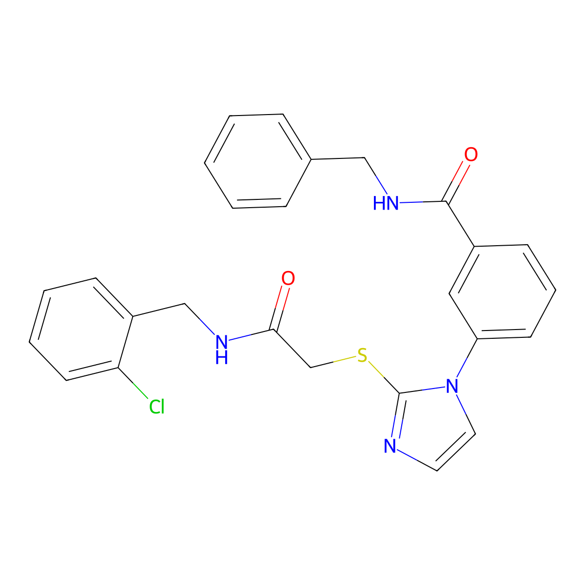 N-benzyl-3-{2-[({[(2-chlorophenyl)methyl]carbamoyl}methyl)sulfanyl]-1H-imidazol-1-yl}benzamide molecular structure, CAS 1115439-87-6