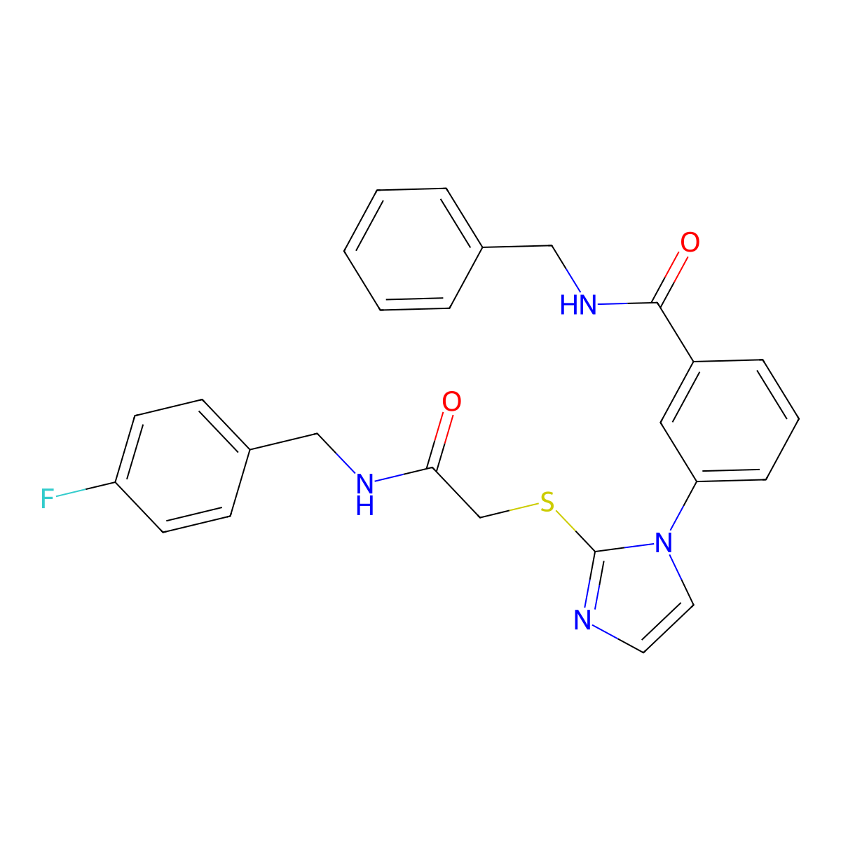 N-benzyl-3-{2-[({[(4-fluorophenyl)methyl]carbamoyl}methyl)sulfanyl]-1H-imidazol-1-yl}benzamide molecular structure, CAS 1115439-90-1
