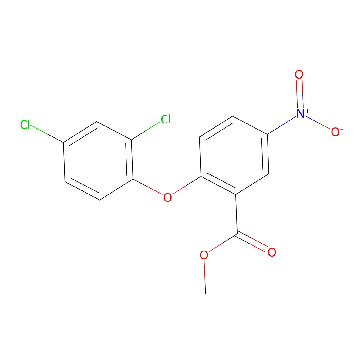 Methyl 2-(2,4-dichlorophenoxy)-5-nitrobenzoate molecular structure, CAS 111544-15-1