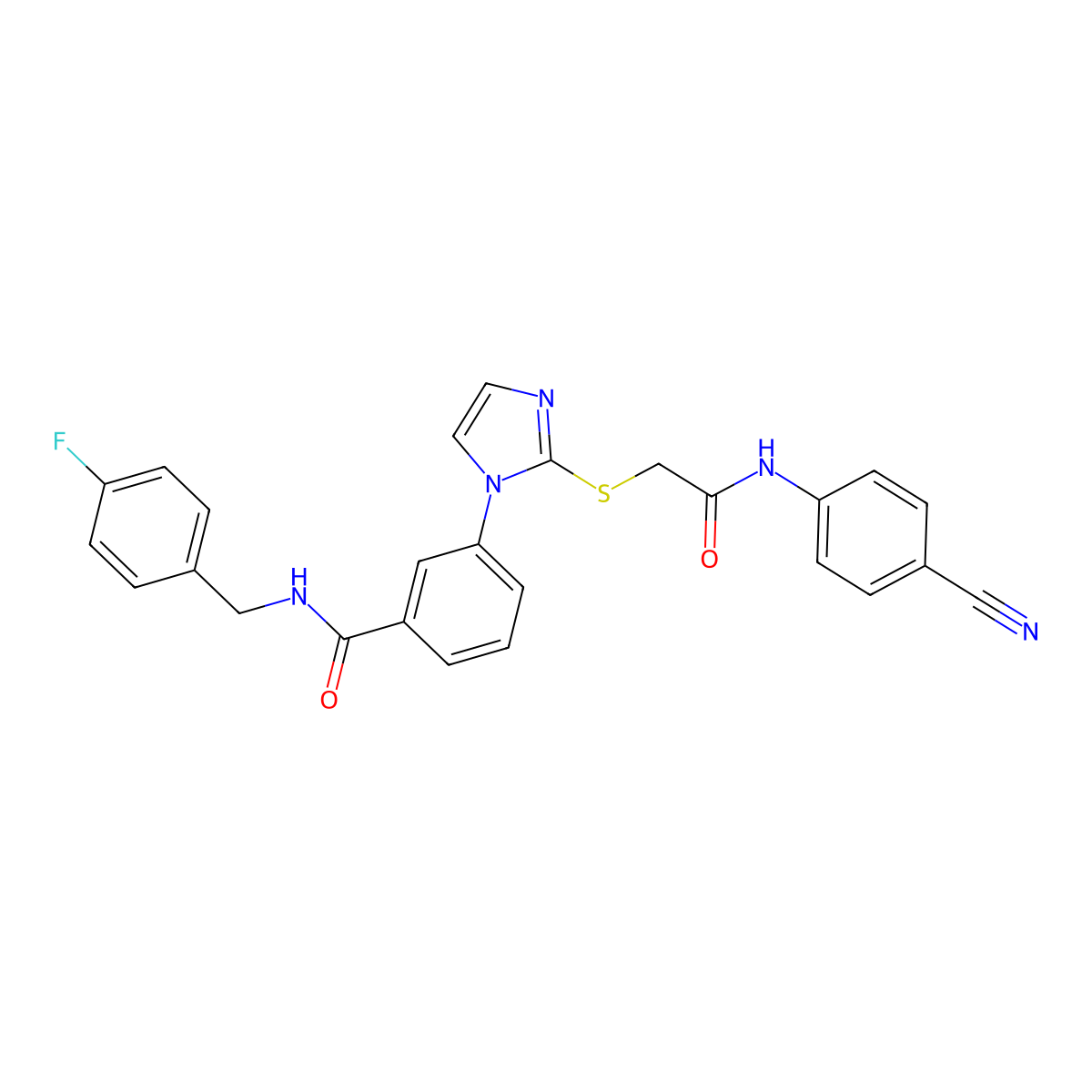 3-[2-({[(4-cyanophenyl)carbamoyl]methyl}sulfanyl)-1H-imidazol-1-yl]-N-[(4-fluorophenyl)methyl]benzamide molecular structure, CAS 1115440-18-0