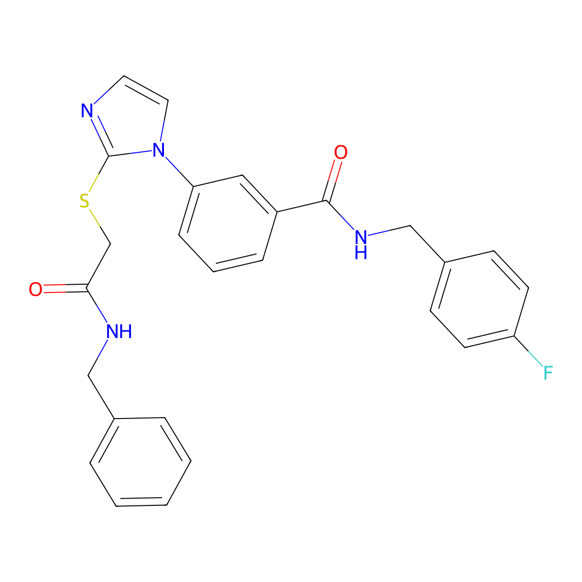 3-(2-{[(benzylcarbamoyl)methyl]sulfanyl}-1H-imidazol-1-yl)-N-[(4-fluorophenyl)methyl]benzamide molecular structure, CAS 1115440-19-1